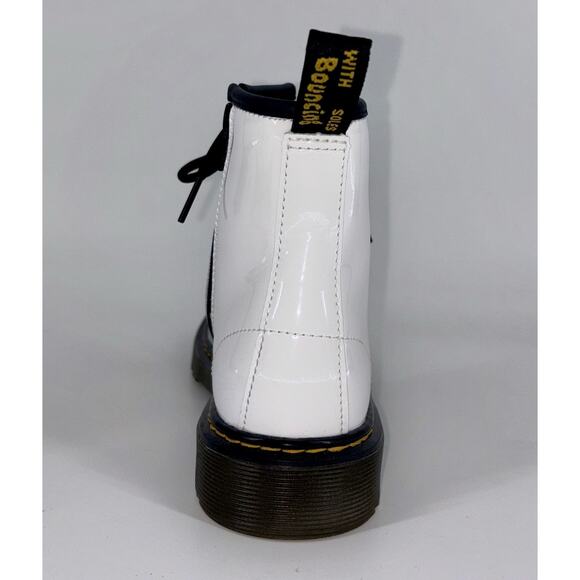 Dr Martens Doc 1460Y Youth Patent Leather Lace Up Boots White US Big Girl 5 MINT - Picture 9 of 12